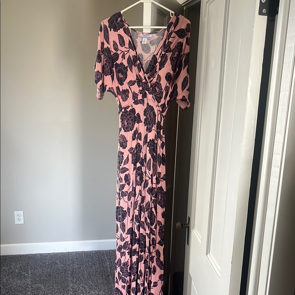 Floral Pink and Navy Nursing Maxi Dress Motherhood Maternity